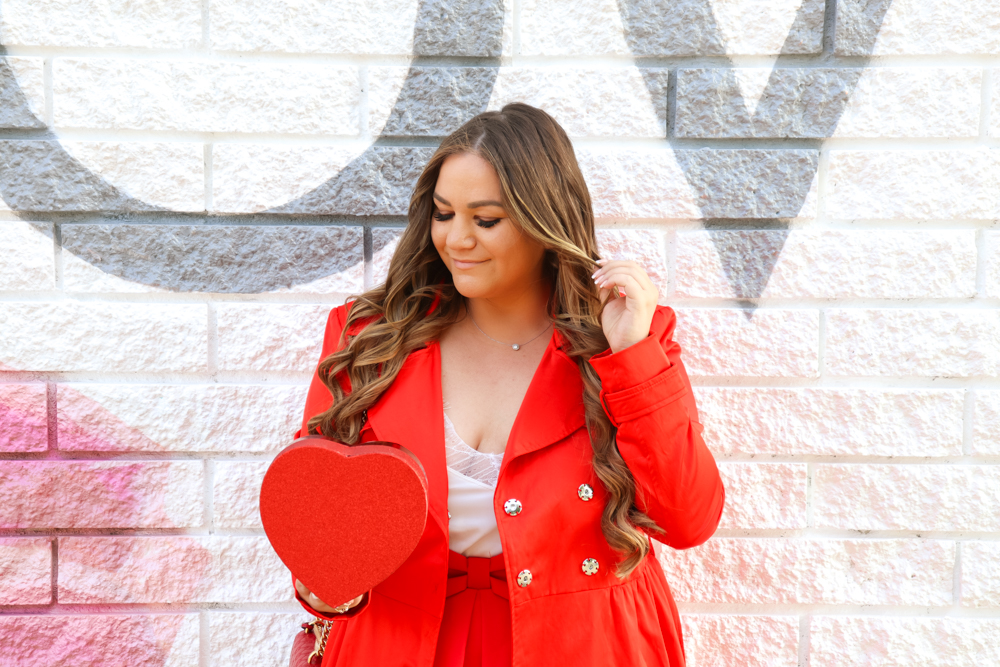 missyonmadison, valentines day style, valentines day, vday style, vday outfit, vday outfit inspo, what to wear for valentines day, what to wear for vday, outfit inspo, outfit goals, red gucci bag, red bag, red pumps, red heels, red skirt, white lace camisole, red coat, vday style goals,